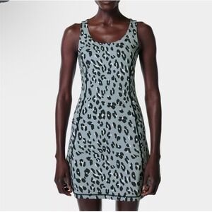 SWEATY BETTY Power Workout Dress Medium Blue Cheetah Print NEW Active Pickleball